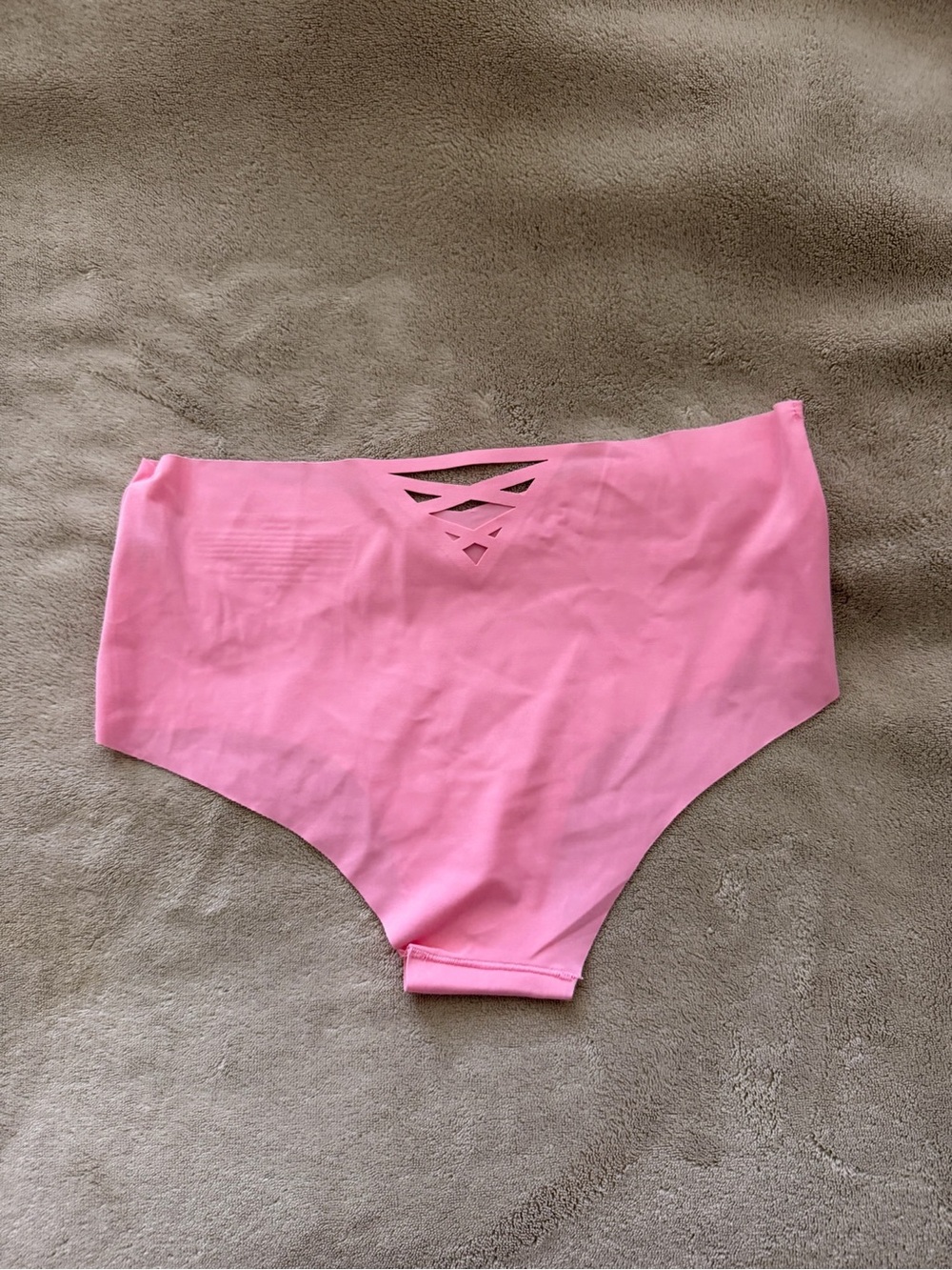 Stylish pink strappy back panties, size M